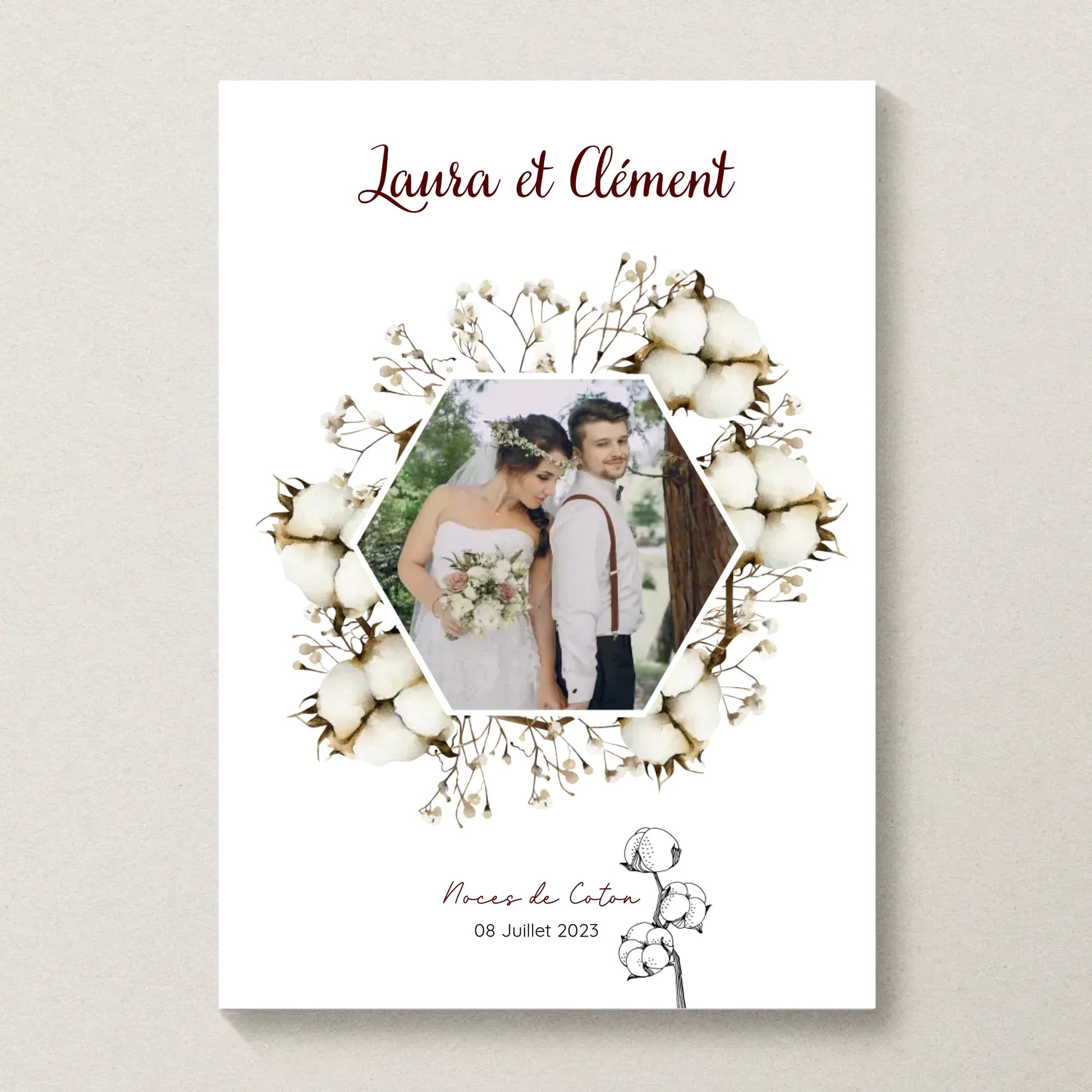 Affiche Personnalisée Noces de Coton - 1er Anniversaire de mariage