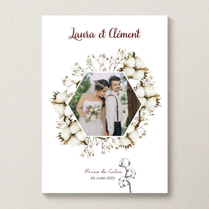 Affiche Personnalisée Noces de Coton - 1er Anniversaire de mariage