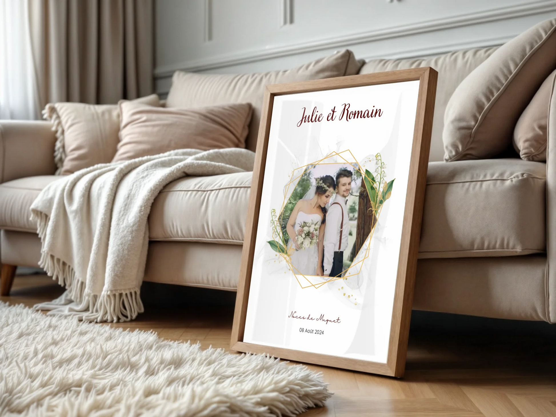 Affiche personnalisée noces de muguet, idée cadeau 13 ans de mariage