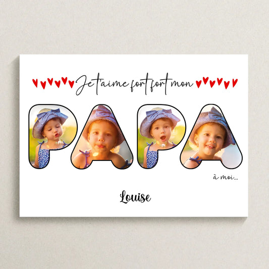 Affiche personnalisée PAPA - Mot Papa avec Photos - Cadeau papa personnalisé