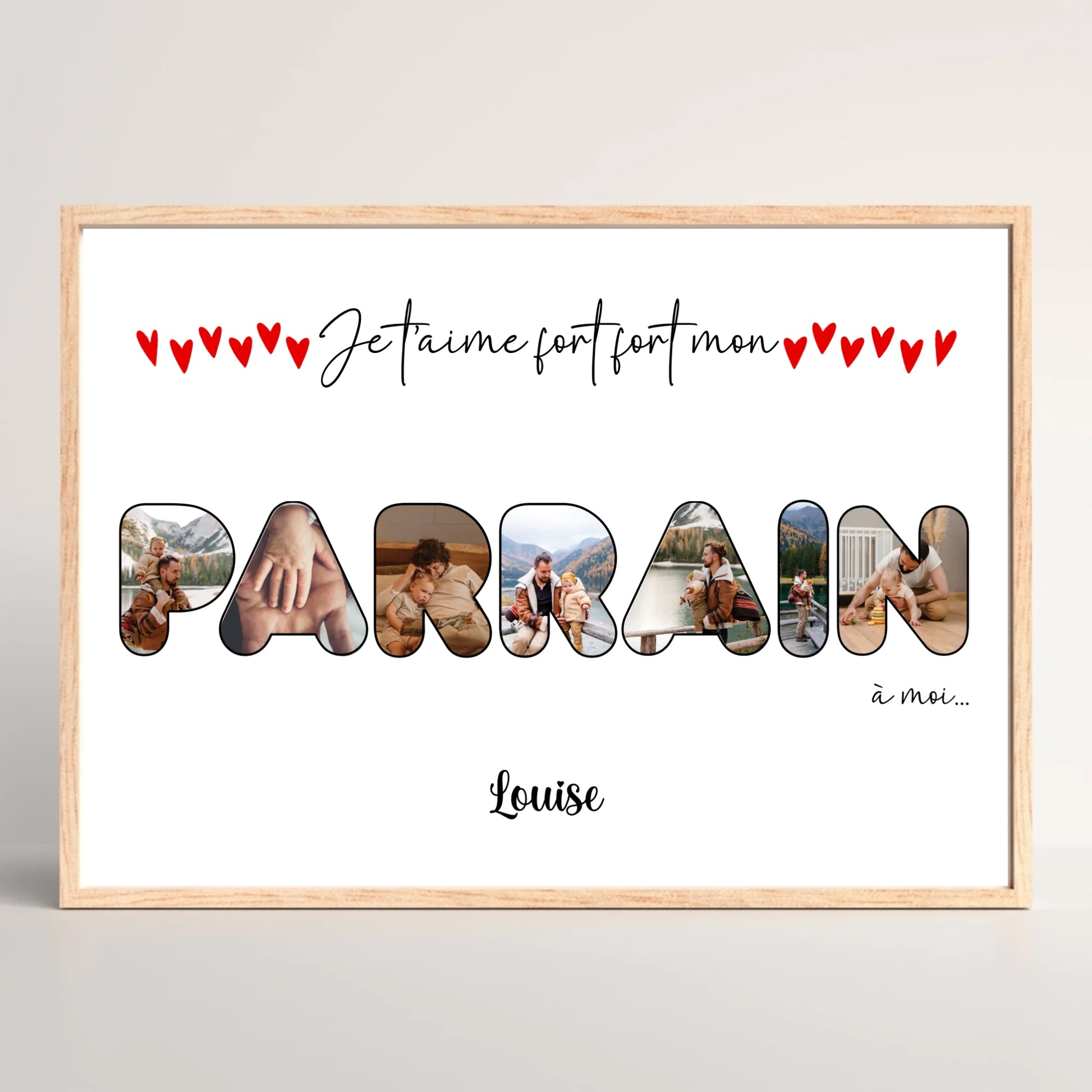 Cadre personnalisé Parrain - Mot Parrain avec photos - cadeau parrain personnalisé