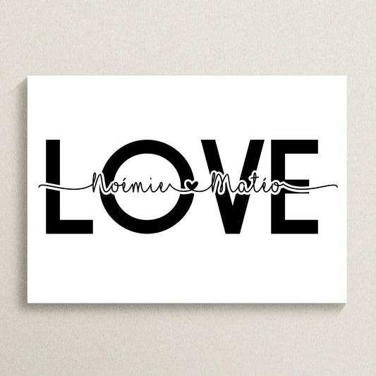 Affiche Couple personnalisée Mot et Prénoms - Cadeau couple personnalisé 