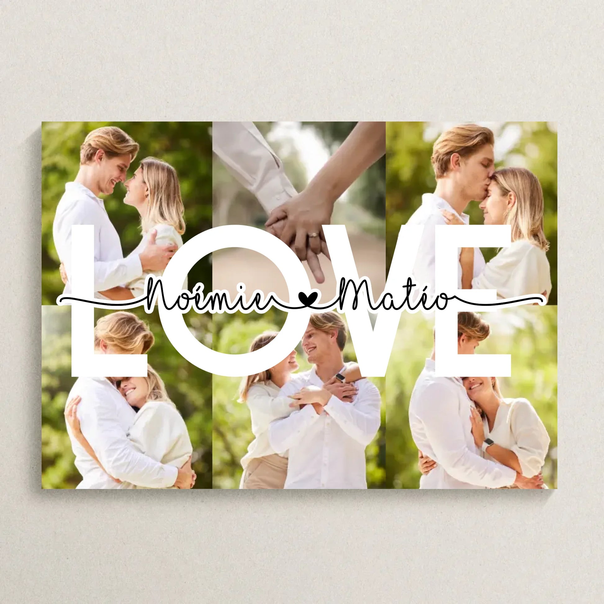 Affiche personnalisée Couple MOT Photos Mot et Prénoms - Cadeau couple personnalisé 