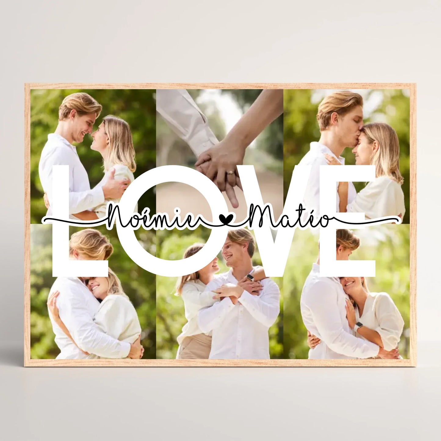 Cadre personnalisé Couple MOT Photos Mot et Prénoms - Cadeau couple personnalisé 