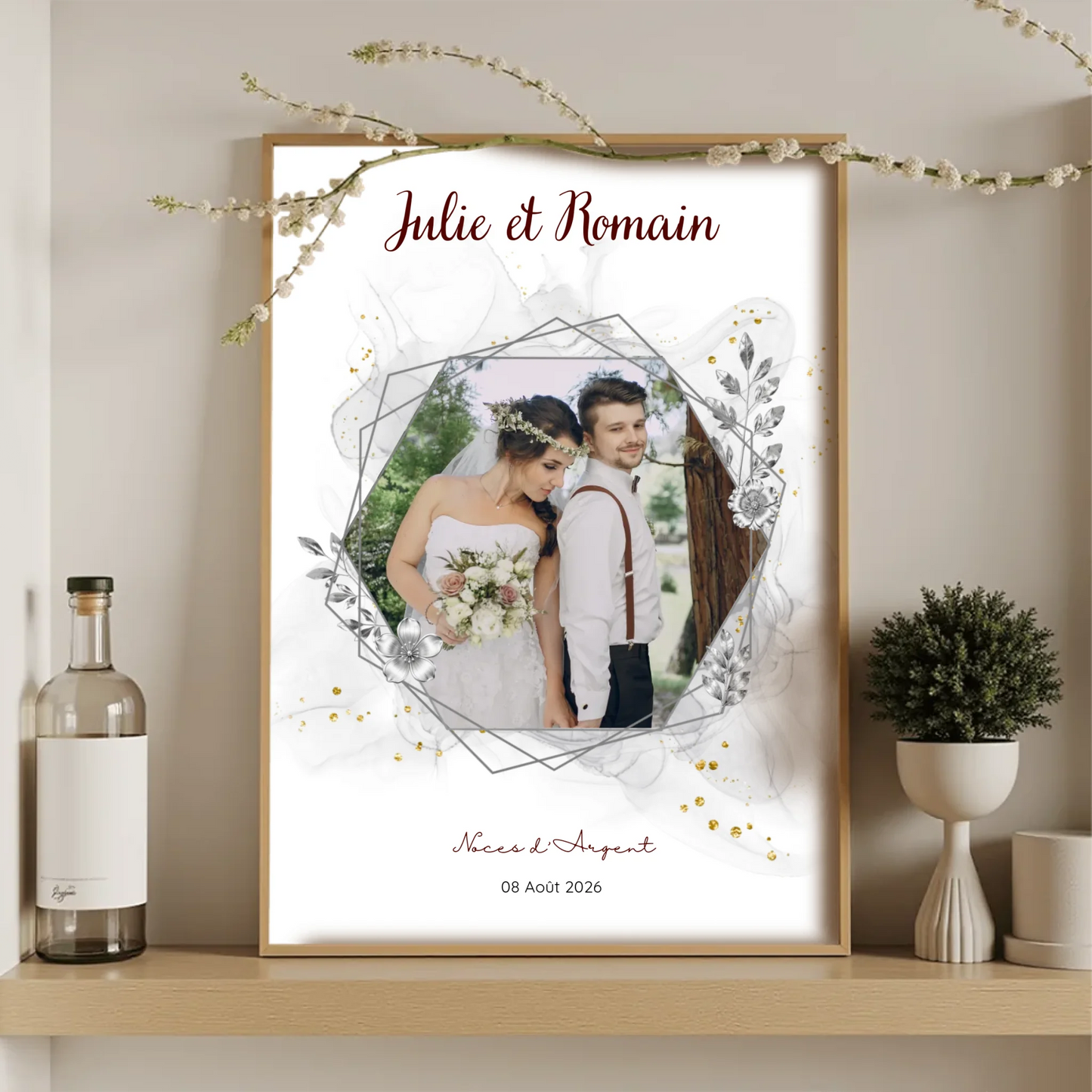 Cadeau Noces d'argent - Afficher personnalisée 25 ans de mariage