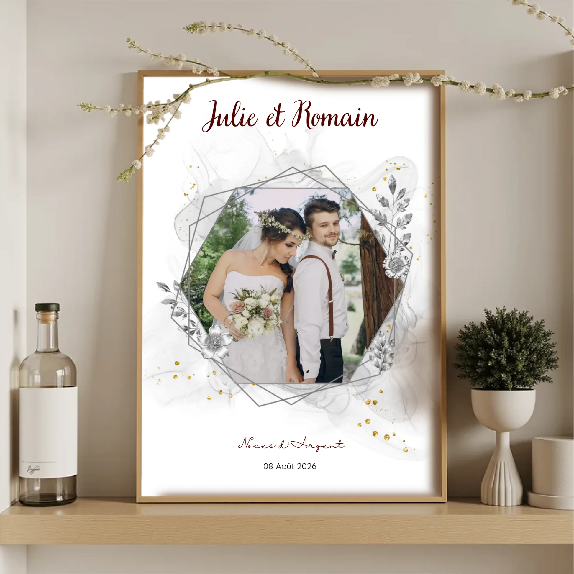 Cadeau Noces d'argent - Afficher personnalisée 25 ans de mariage