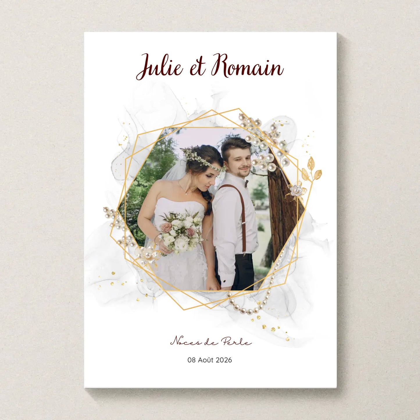 Cadeau Noces de Perle - Affiche personnalisée 30 ans de mariage