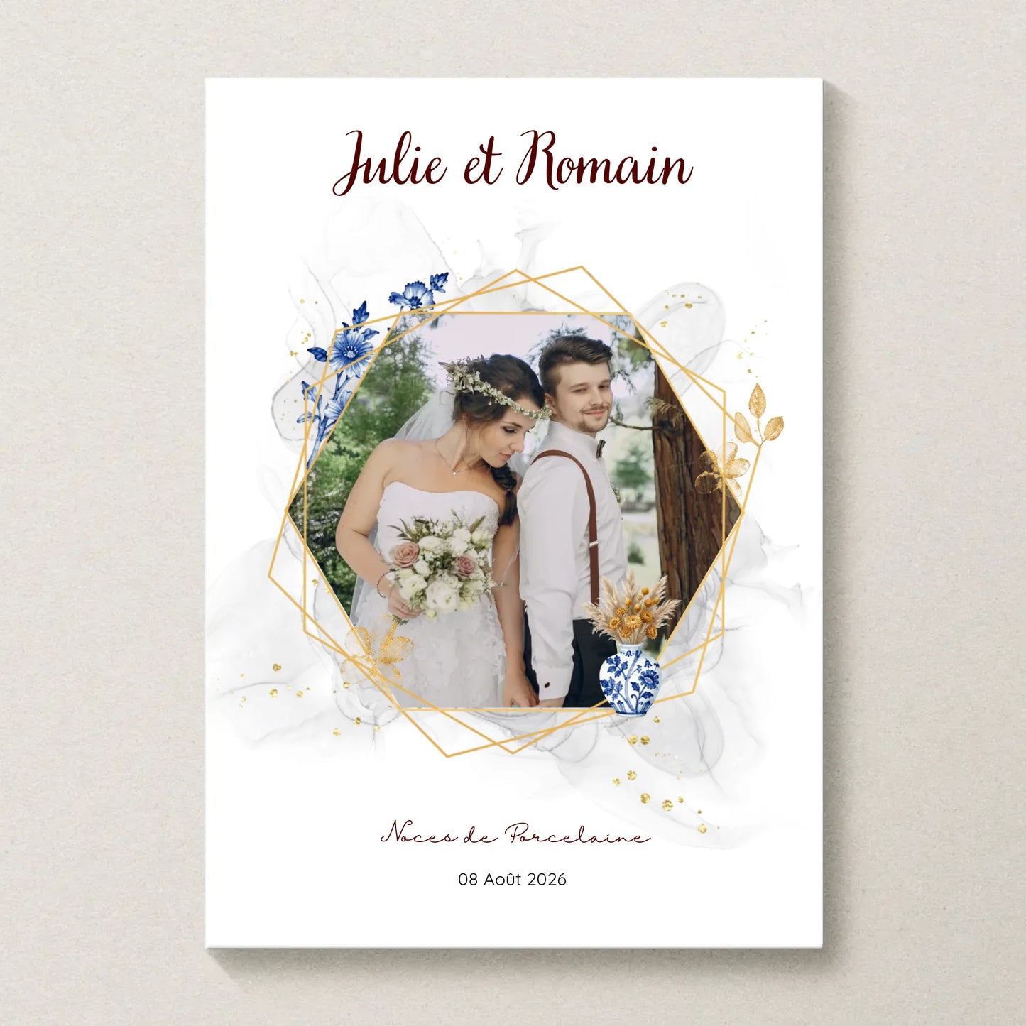 Cadeau Noces de Porcelaine- Affiche personnalisée 20 ans de mariage