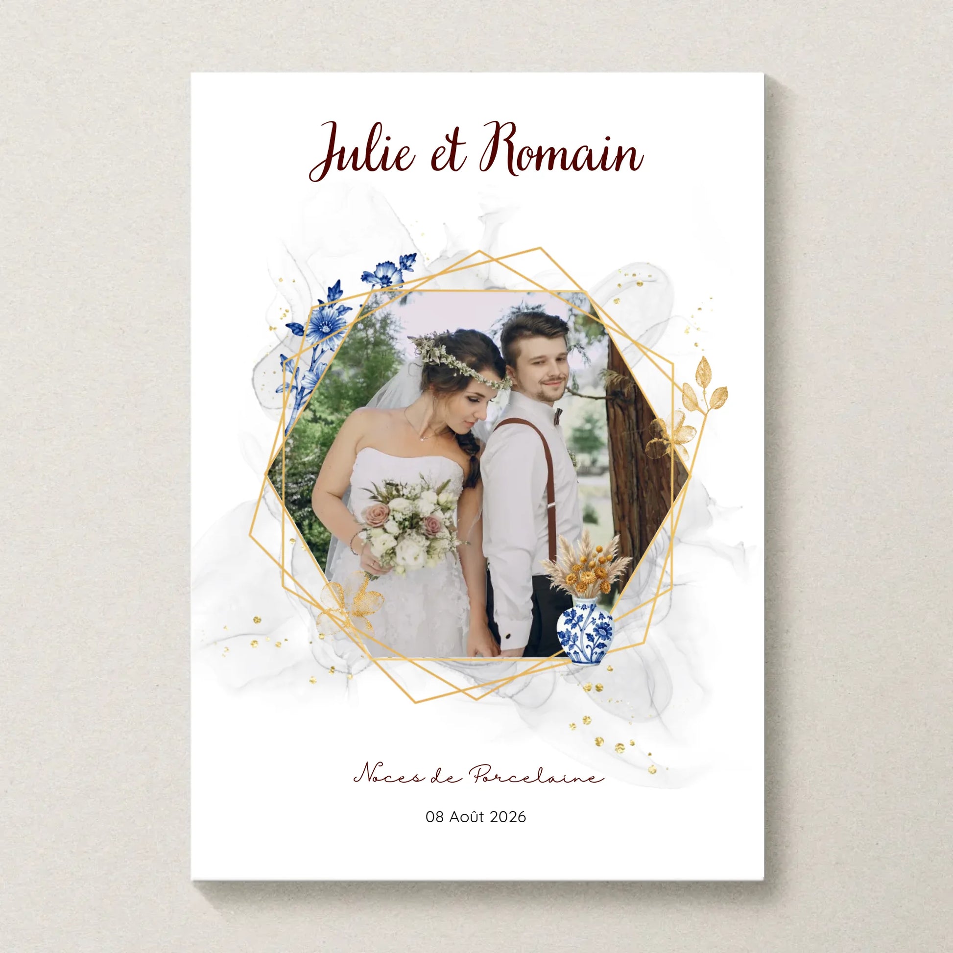 Cadeau Noces de Porcelaine- Affiche personnalisée 20 ans de mariage