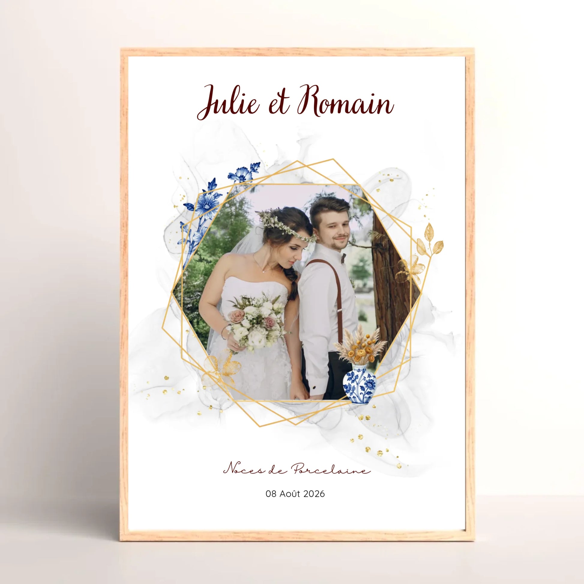 Cadeau Noces de Porcelaine- Affiche personnalisée 20 ans de mariage