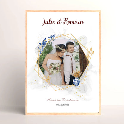 Cadeau Noces de Porcelaine- Affiche personnalisée 20 ans de mariage