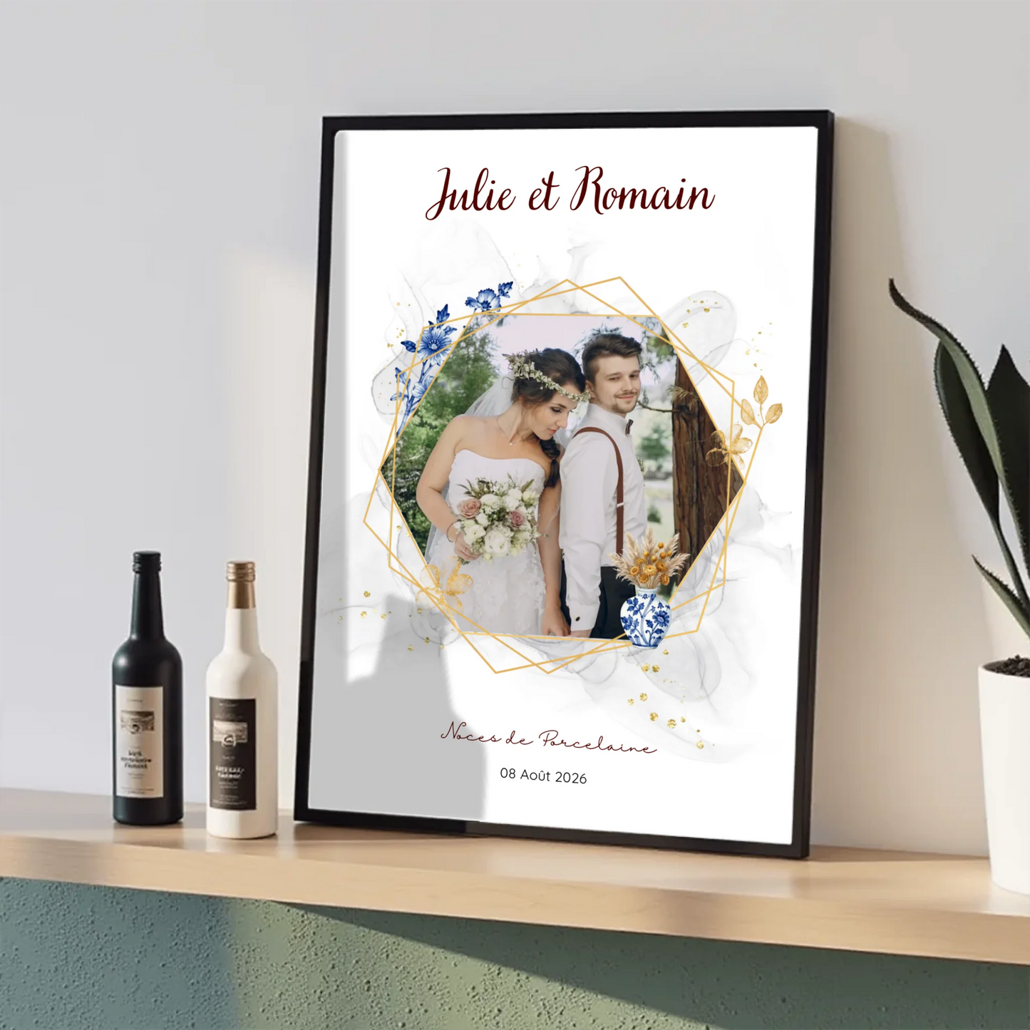 Cadeau Noces de Porcelaine- Affiche personnalisée 20 ans de mariage