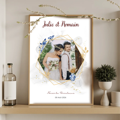 Cadeau Noces de Porcelaine- Affiche personnalisée 20 ans de mariage