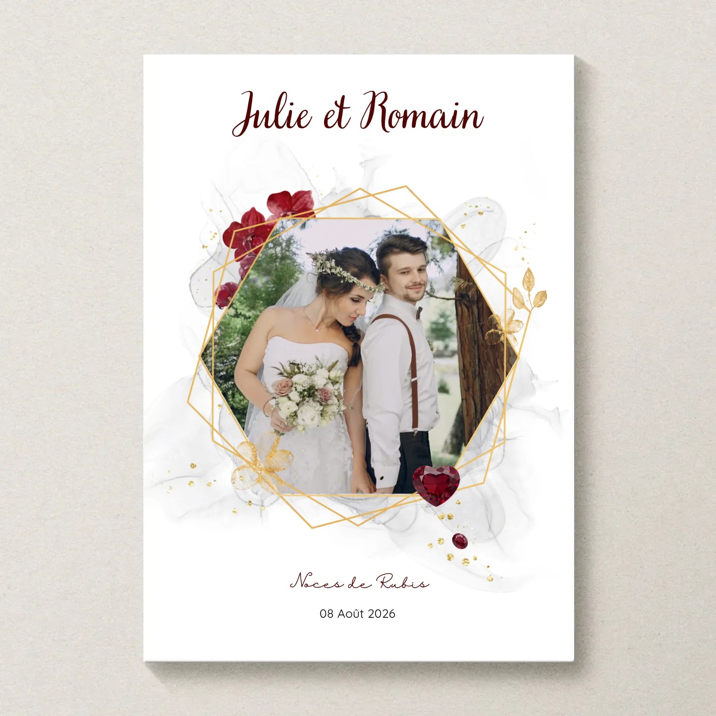 Cadeau Noces de Rubis - Affiche personnalisée 35 ans de mariage
