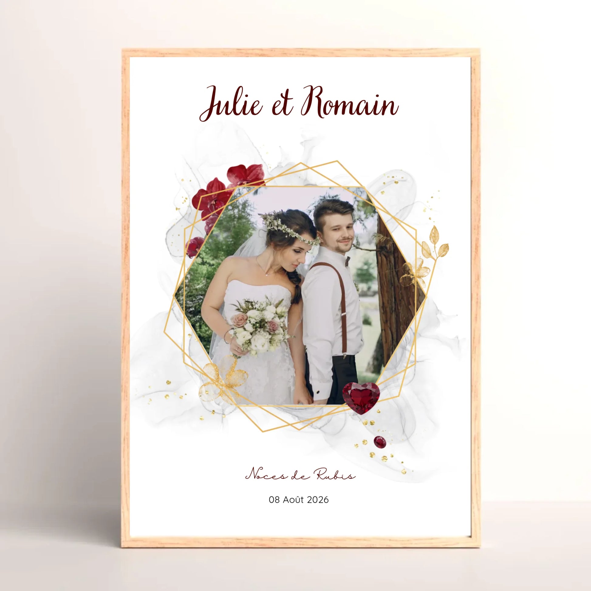Cadeau Noces de Rubis - Affiche personnalisée 35 ans de mariage