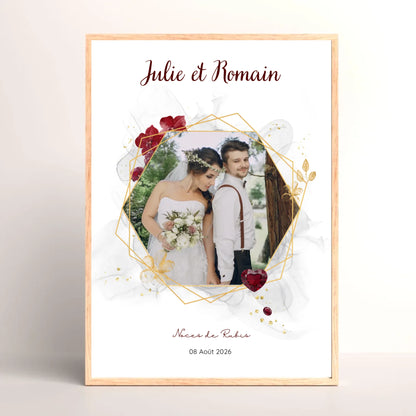 Cadeau Noces de Rubis - Affiche personnalisée 35 ans de mariage
