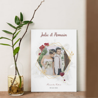 Cadeau Noces de Porcelaine- Affiche personnalisée 20 ans de mariageCadeau Noces de Rubis - Affiche personnalisée 35 ans de mariage