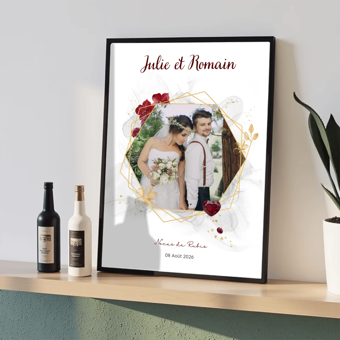 Cadeau Noces de Rubis - Affiche personnalisée 35 ans de mariage