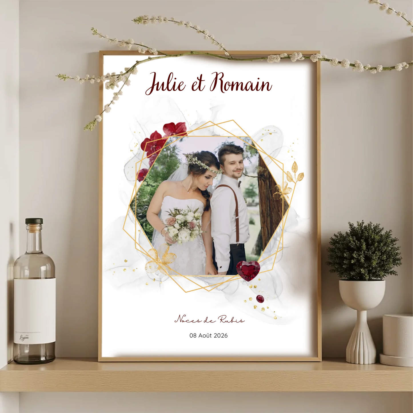 Cadeau Noces de Rubis - Affiche personnalisée 35 ans de mariage