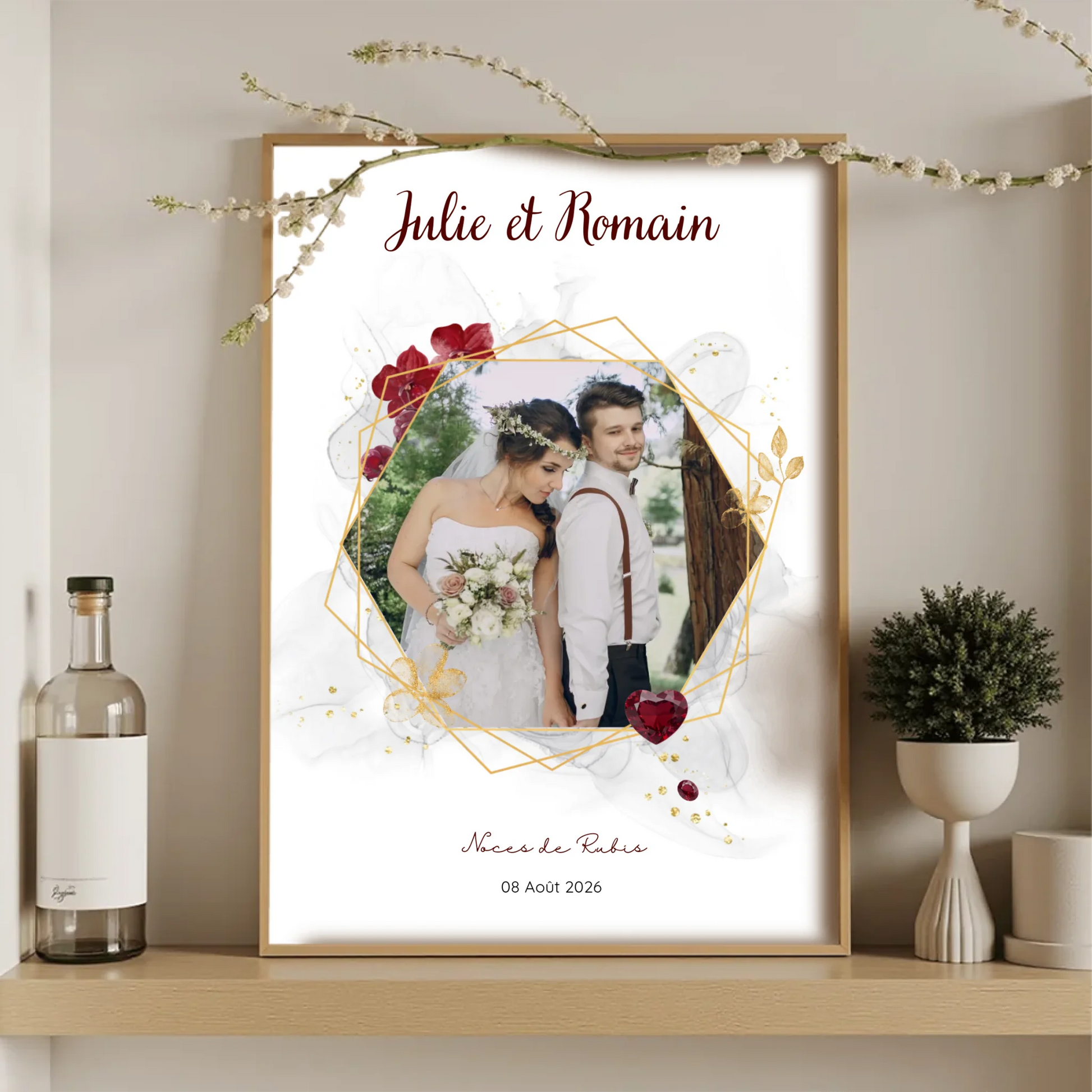 Cadeau Noces de Rubis - Affiche personnalisée 35 ans de mariage