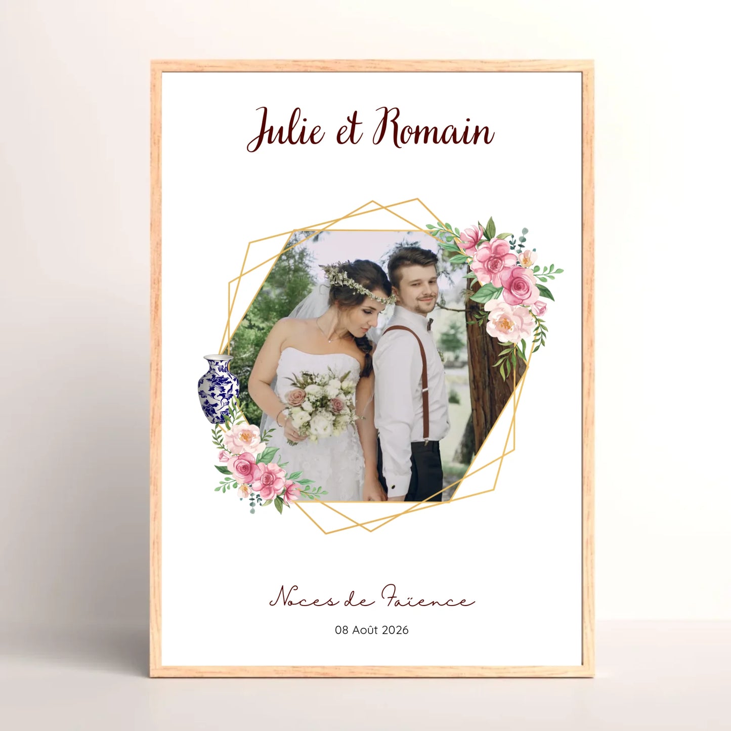 Affiche Personnalisée Noces de Faïence - Cadeau Unique 9 ans de Mariage