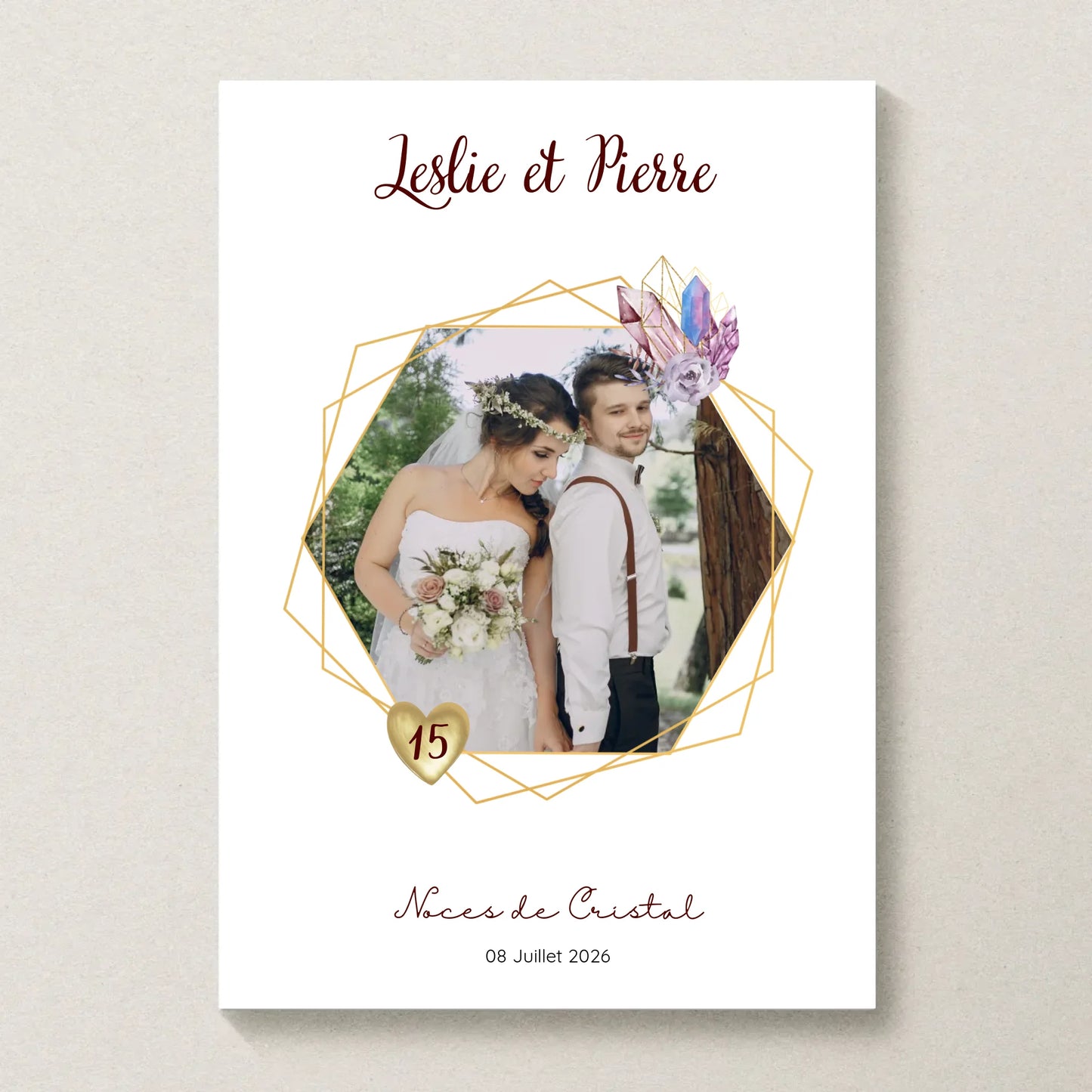 Affiche Personnalisée Noces de Cristal - Cadeau Unique 15 ans de Mariage