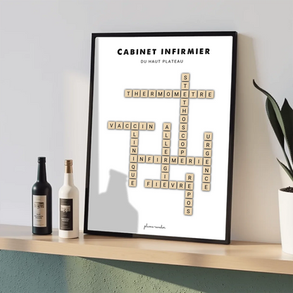 Affiche Infirmière Personnalisée Nom du Cabinet – Cadeau Installation Infirmière Libérale & Déco
