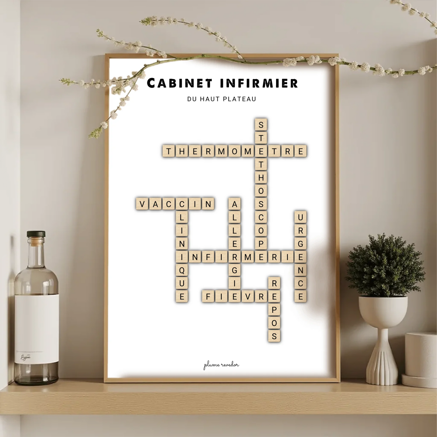 Affiche Infirmière Personnalisée Nom du Cabinet – Cadeau Installation Infirmière Libérale & Déco