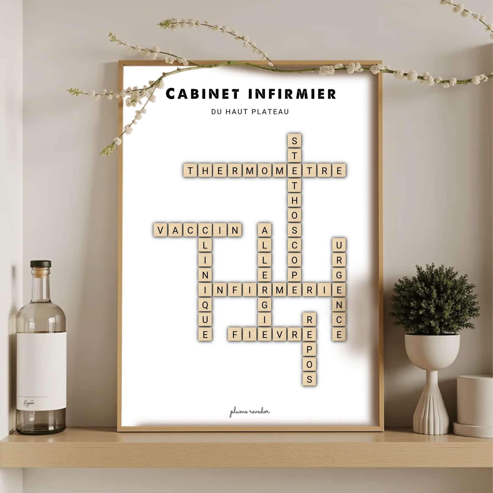 Affiche Infirmière Personnalisée Nom du Cabinet – Cadeau Installation Infirmière Libérale & Déco