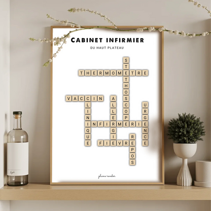 Affiche Infirmière Personnalisée Nom du Cabinet – Cadeau Installation Infirmière Libérale & Déco