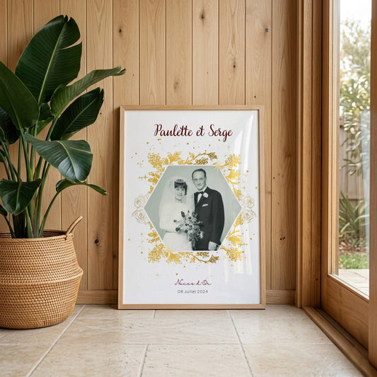 Cadeau Noces d'Or - Affiche Personnalisée 50 Ans de Mariage