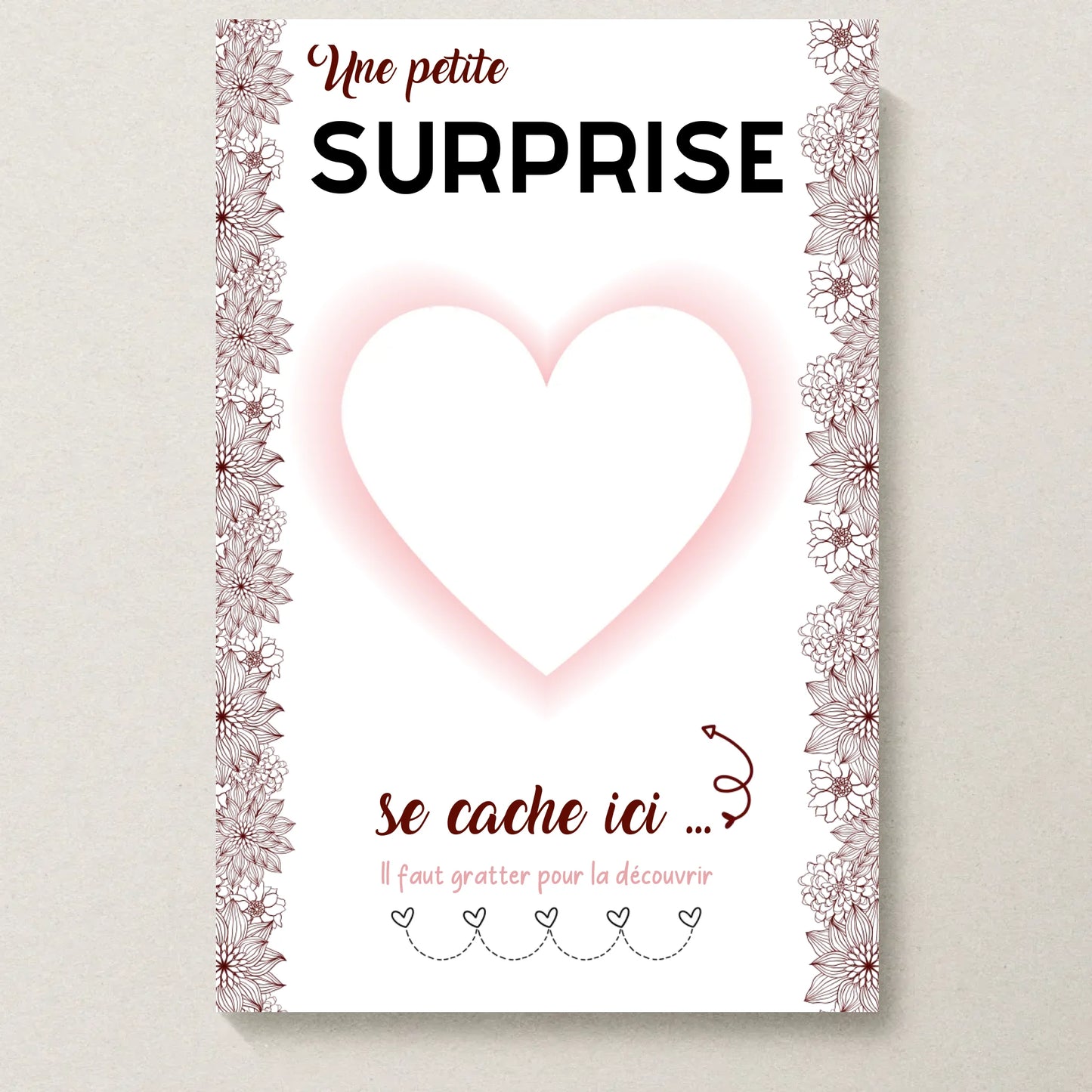 Carte à Gratter Personnalisable "Une Petite Surprise" - Créez Votre Message Mystère