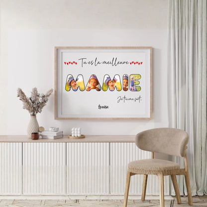 Affiche personnalisée - Mot Mamie avec Photos