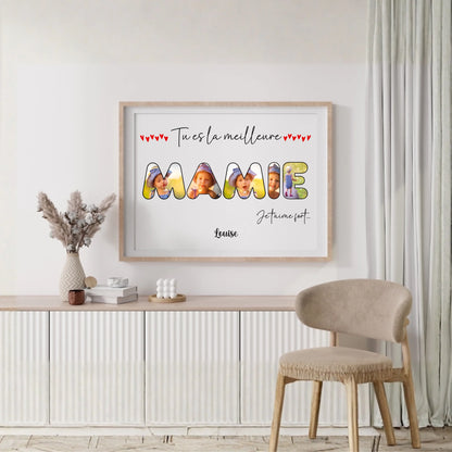 Affiche personnalisée - Mot Mamie avec Photos