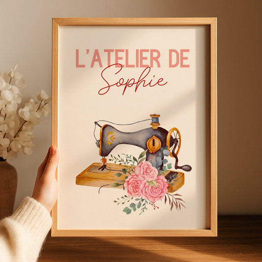 Affiche personnalisée - Couture Machine à coudre - Atelier de couture