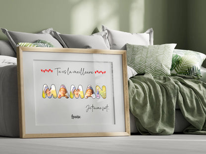 Affiche personnalisée - Mot Maman avec photos - Cadeau maman - Cadeau fête des mères