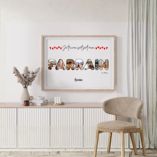 Affiche personnalisée - Mot Parrain avec photos