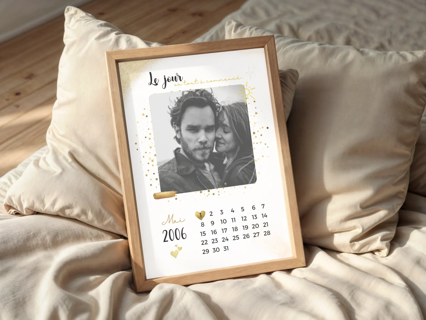 Affiche Personnalisée - couple Calendrier date de rencontre, prénoms, photo