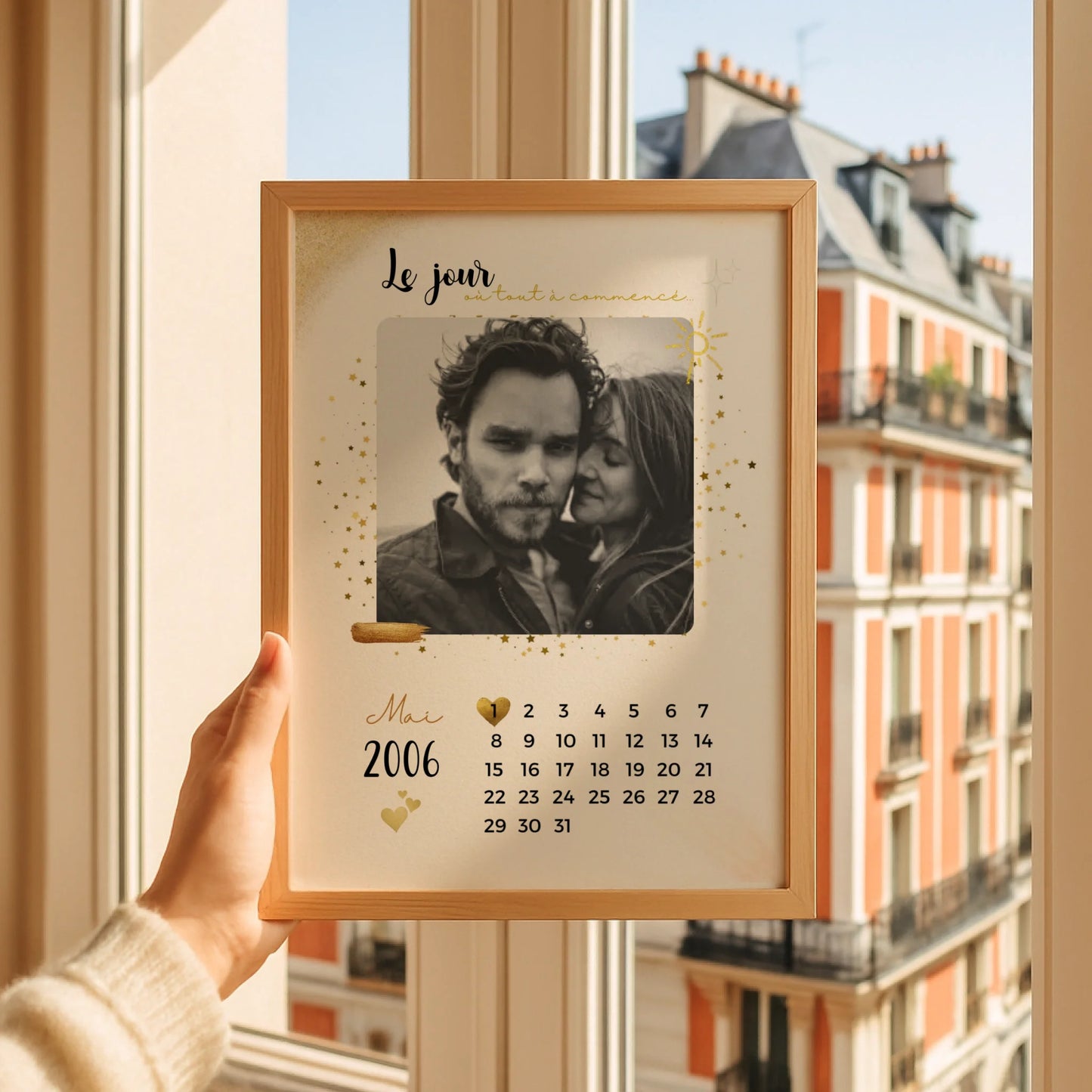 Affiche Personnalisée - couple Calendrier date de rencontre, prénoms, photo