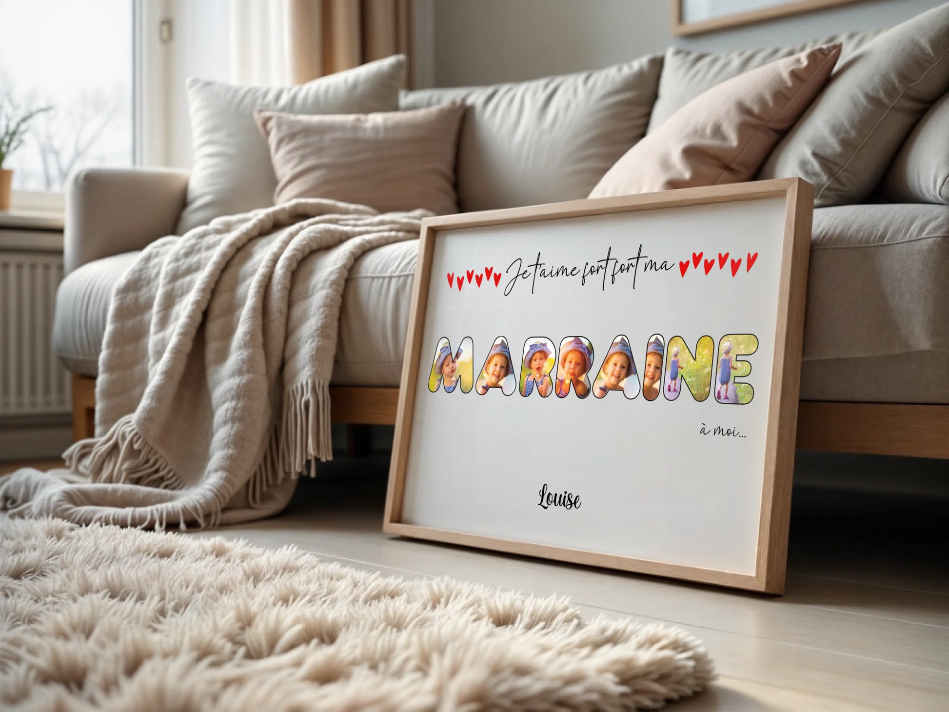 Affiche personnalisée - Mot Marraine avec photos