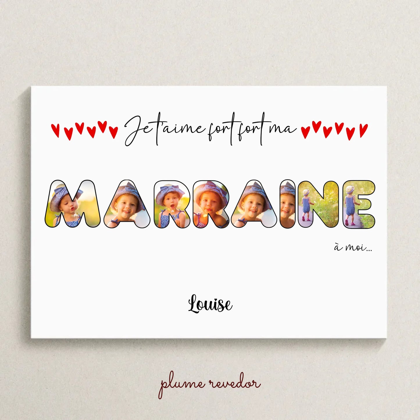 Affiche personnalisée - Mot Marraine avec photos