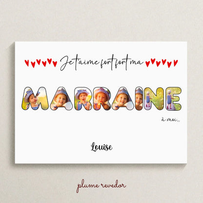 Affiche personnalisée - Mot Marraine avec photos