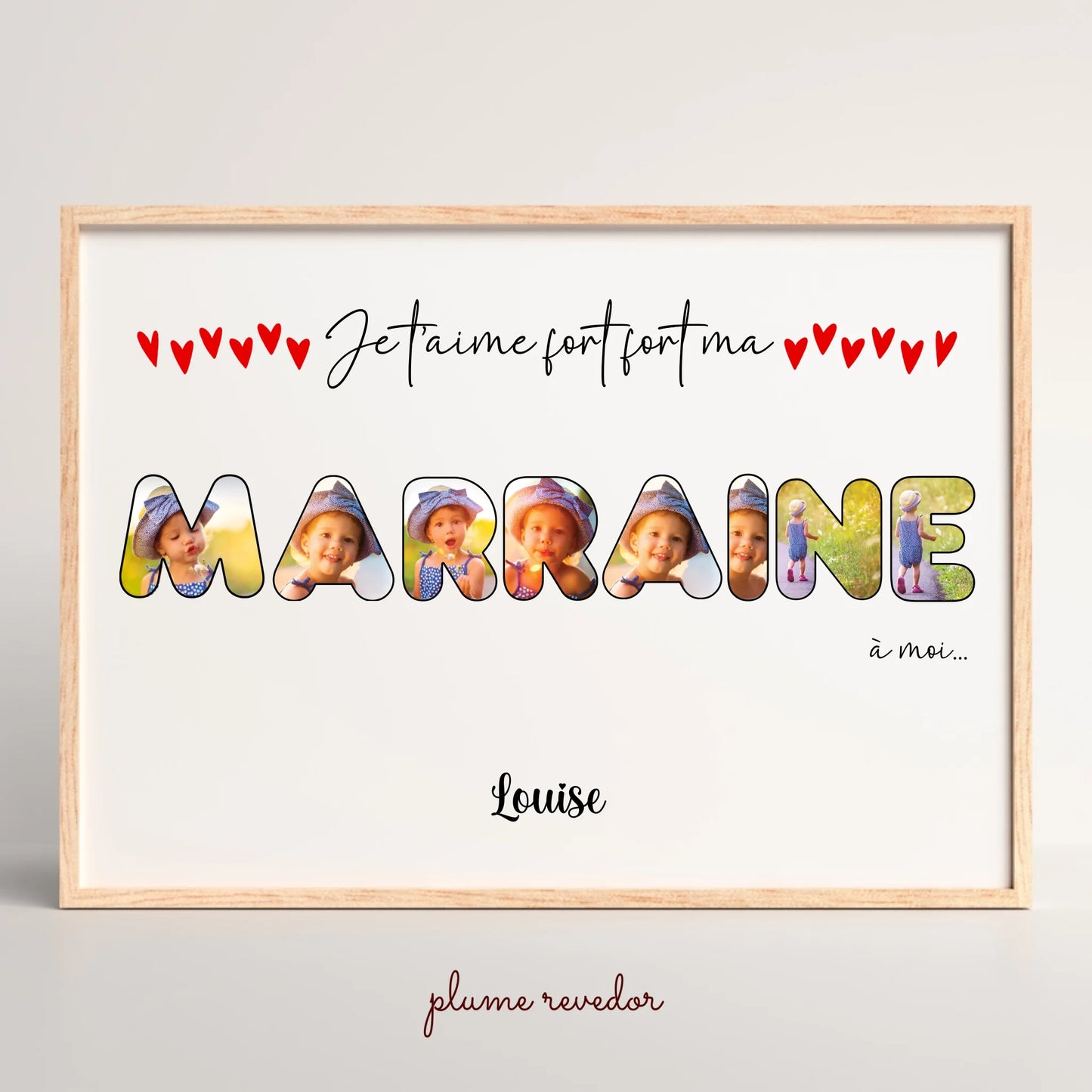 Affiche personnalisée - Mot Marraine avec photos