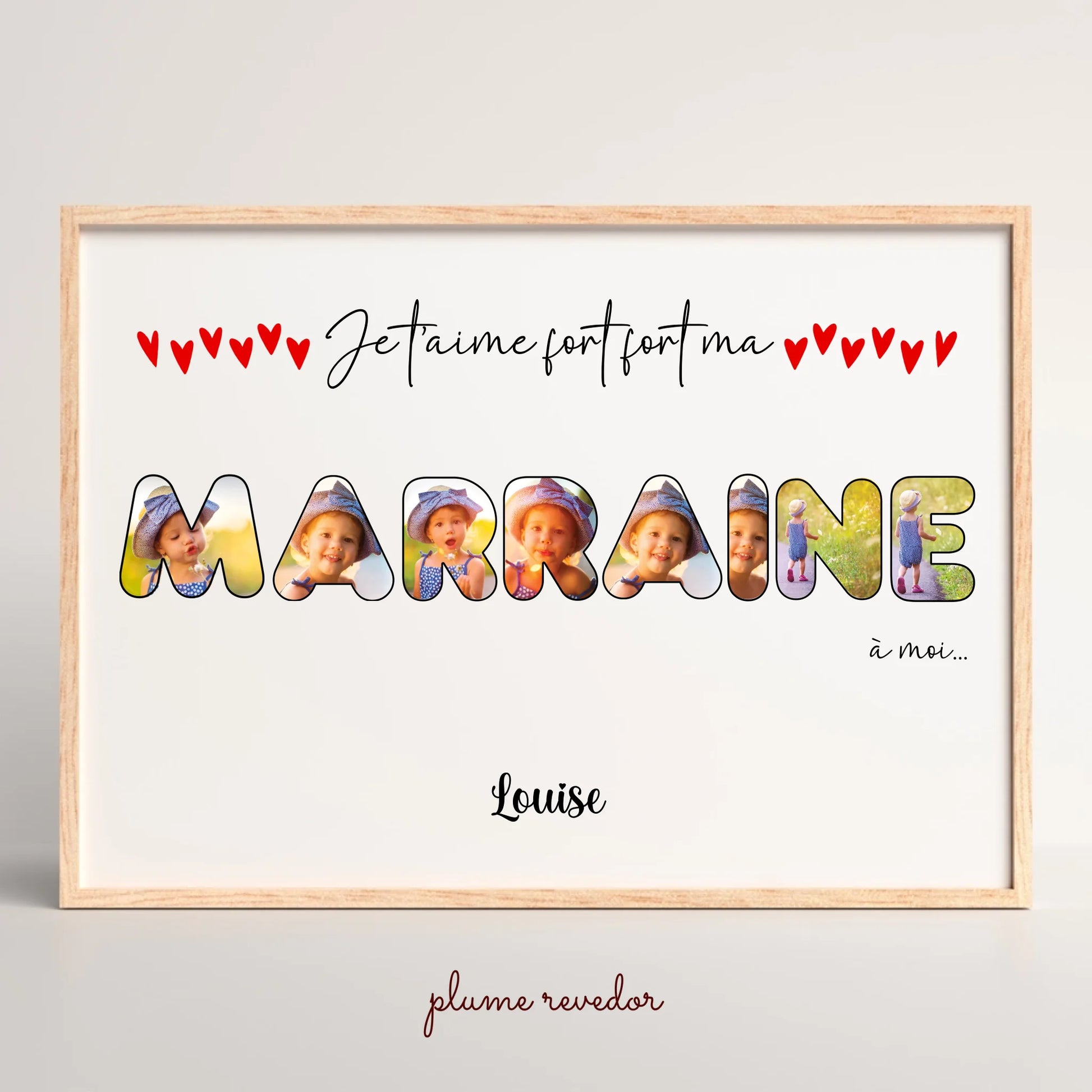 Affiche personnalisée - Mot Marraine avec photos