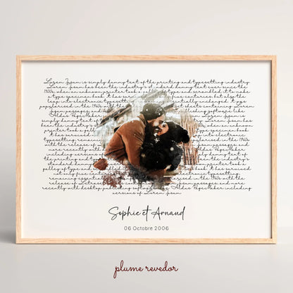 Affiche personnalisée - Couple aquarelle Paroles de chanson, prénoms et date - cadeau personnalisé couple
