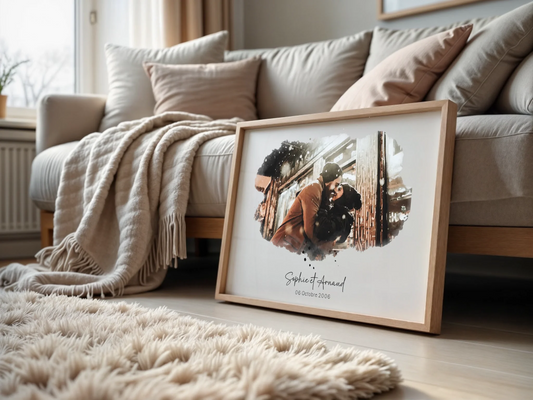 Affiche personnalisée - Couple Aquarelle Prénom et date
