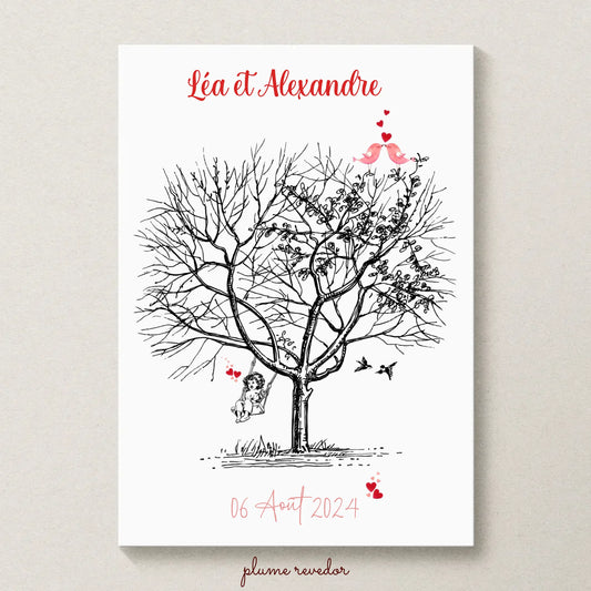 Affiche personnalisée - Mariage Arbre à empreintes