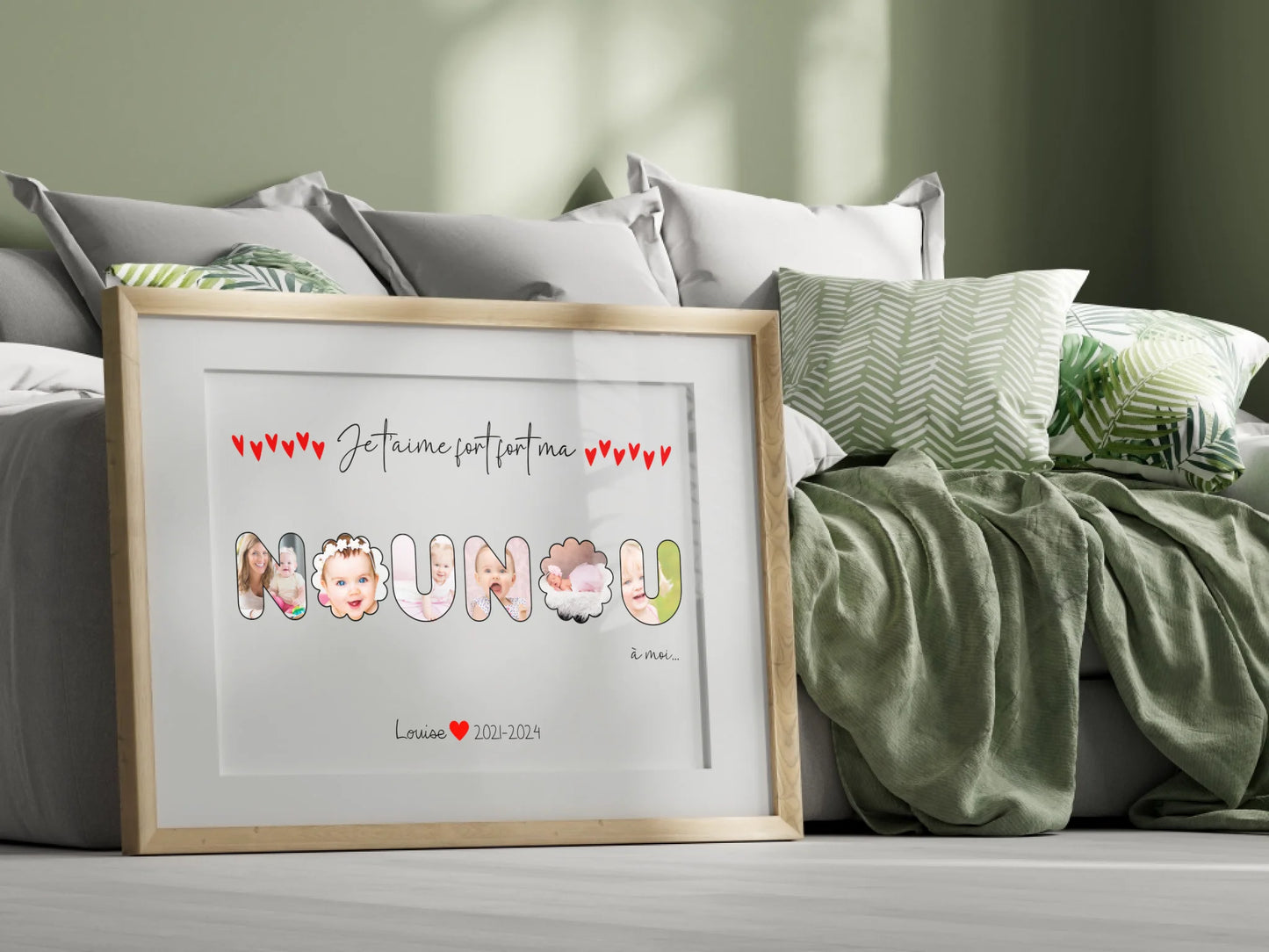 Affiche personnalisée - Mot Nounou avec Photos - Cadeau personnalisé nounou