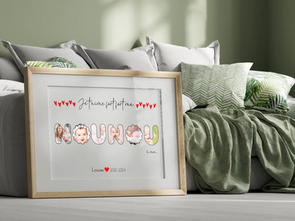 Affiche personnalisée - Mot Nounou avec Photos - Cadeau personnalisé nounou
