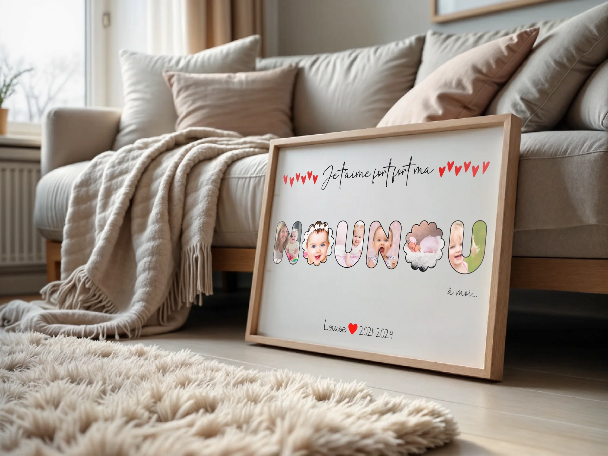 Affiche personnalisée - Mot Nounou avec Photos - Cadeau personnalisé nounou
